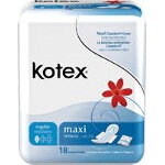 Kotex Natural Balance Maxi Regular with Wings, Contoured Design, Resist Bunching and Shifting - PK of 18 EA