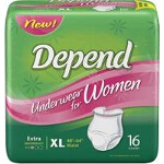 Depend  Extra Absorbency Women Underwear, Pull On Adult Diapers and Pull Ups Extra-Large, 48