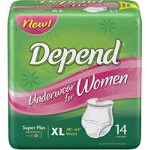 Depend  Super Plus Absorbency Womens Underwear, Pull On Adult Diapers and Pull Ups Extra-Large, 48