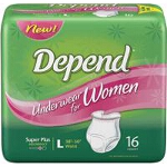 Depend  Super Plus Absorbency Womens Underwear, Pull On Adult Diapers and Pull Ups Large, 38