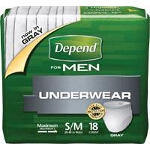 Depend  Super Plus Absorbency Mens Underwear, Pull On Adult Diapers and Pull Ups Small/Medium, 28