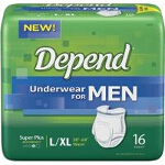 Depend  Super Plus Absorbency Mens Underwear, Pull On Adult Diapers and Pull Ups Large/Extra-Large, 38
