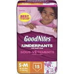 GoodNites Disposable Underwear For Girls Small/Medium Jumbo, Most absorbent, Soft, Latex-free - PK of 15 EA