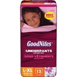 GoodNites Disposable Underwear For Girls Large/Extra-Large Jumbo, Most absorbent, Soft, Latex-free - PK of 12 EA