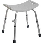 Medline Industries Easy Care Shower Chair without Back 250 lb, Gray, Lightweight, Anodized Aluminum Frame - 1 EA