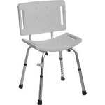 Medline Industries Easy Care Shower Chair with Back 250 lb, Gray, Lightweight, Anodized Aluminum Frame - 1 EA