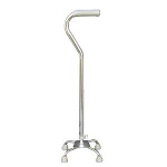 Medline Industries Guardian  Aluminum Small Base Quad Cane, Chrome, 29