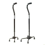 Medline Industries Guardian  Large Base Push Button Bariatric Quad Cane, Black, 29