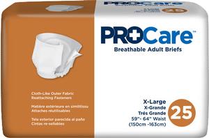 Procare Briefs Fitted Adult Diapers 59 - 64 X-Large - Qty: BG of 15 EA