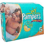 Pampers Baby-Dry Diapers for Kids Size 5, 27lb+, Disposable, Latex-free - Qty: PK of 22 EA