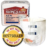 Tranquility ATN All-Through-The-Night Disposable Briefs Each Pair Holds 34 Ounces of Fluid
